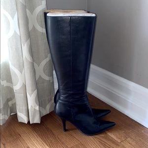 Nine West Black Leather Heeled Boots - Used
